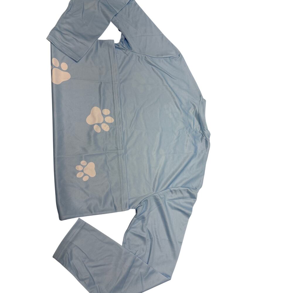 Light blue long sleeve paw print T-shirt adult size XL dog paw print top new - Picture 5 of 6